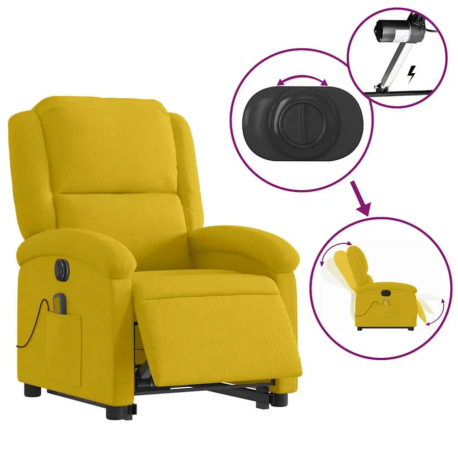 Fauteuil inclinable de massage électrique jaune velours - 6