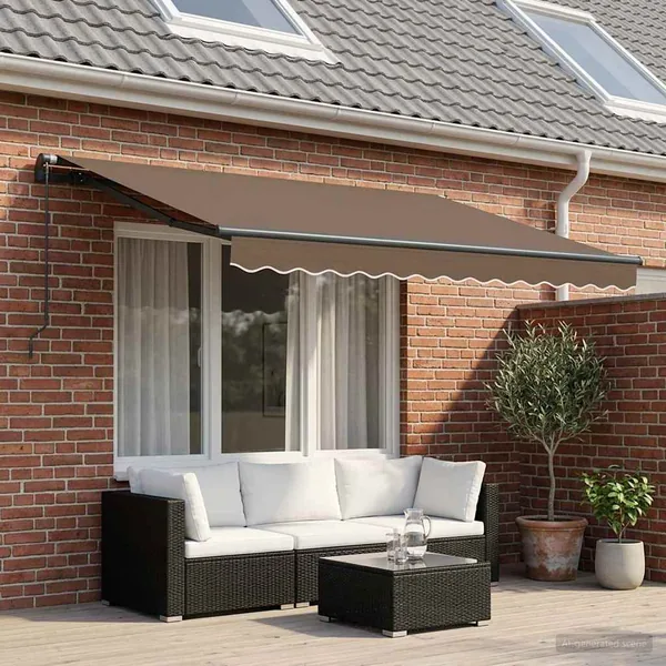 Auvent rétractable Taupe 350 x 250 cm Polyester et Aluminium