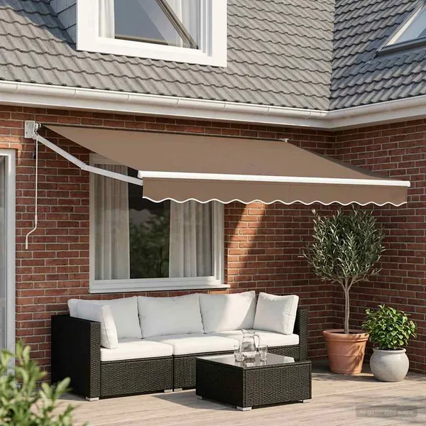 Auvent rétractable Taupe 2,5 x 2 m Polyester et métal