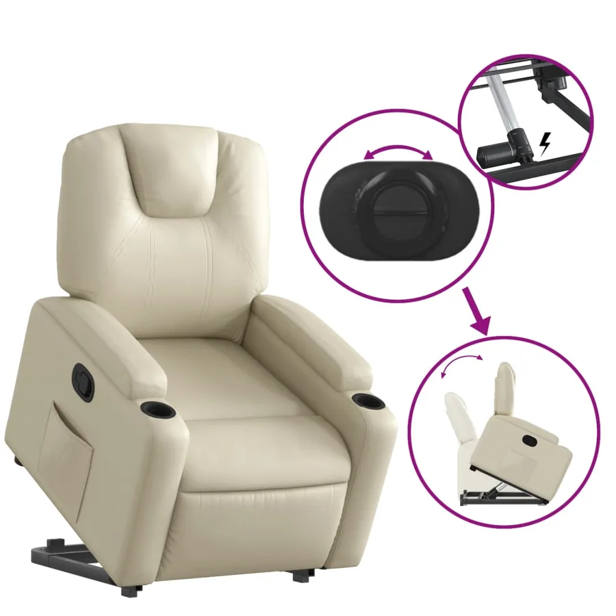 Fauteuil inclinable Crème Similicuir - 6