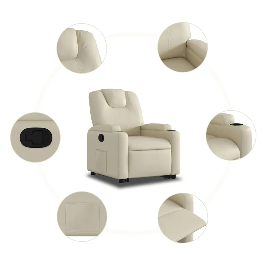 Fauteuil inclinable Crème Similicuir - 8