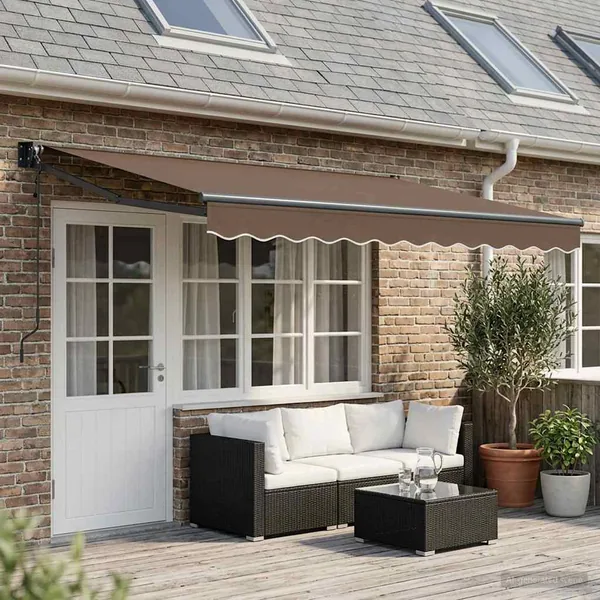 Auvent rétractable Taupe 4 × 3 m Polyester et métal