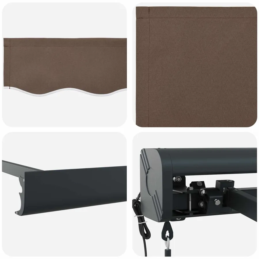 Auvent rétractable Taupe 400 × 300 cm Tissu et Métal - 4
