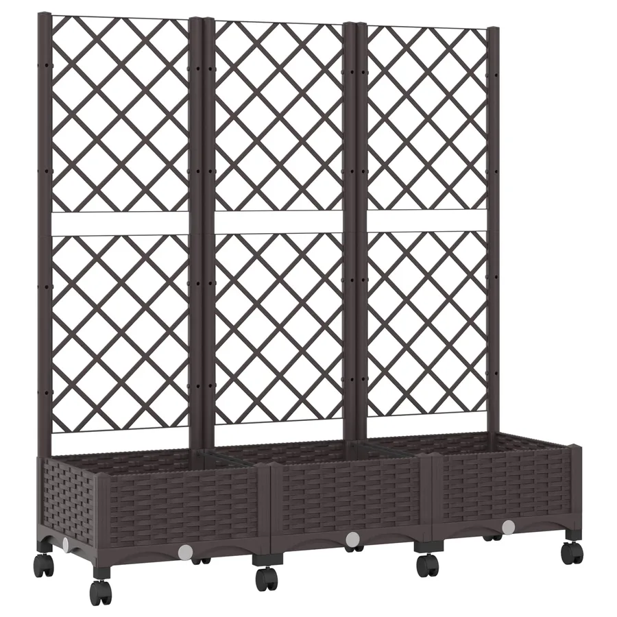 Bac de jardin avec treillis et roues Marron 120 x 40 x 131,5 cm - 2