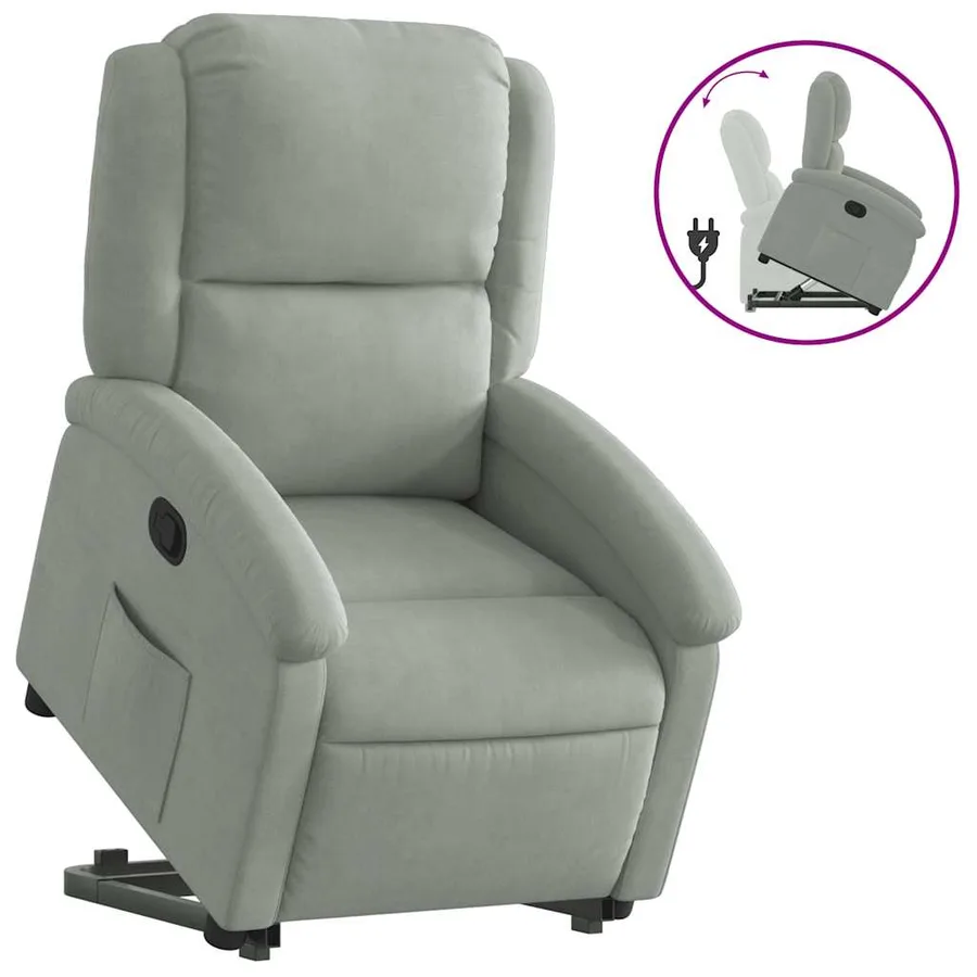 Fauteuil inclinable Gris clair Velours - 2