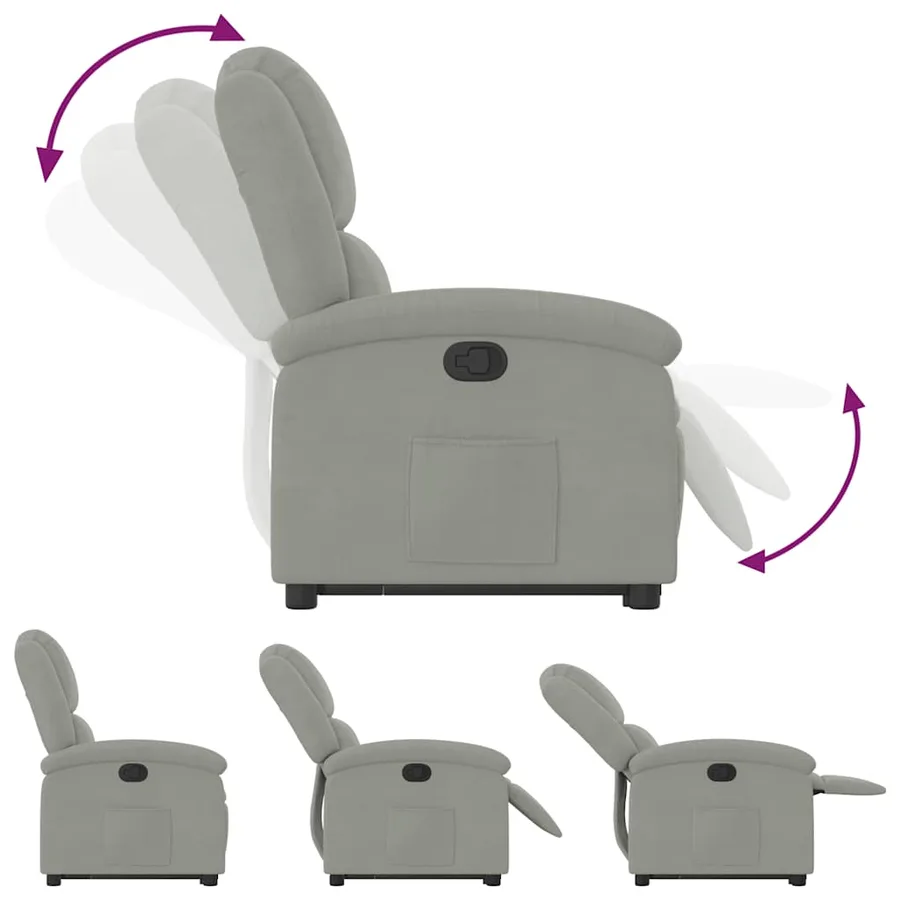 Fauteuil inclinable Gris clair Velours - 7