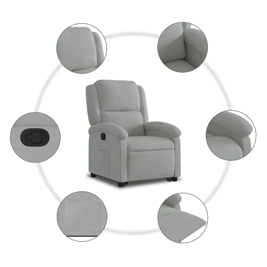 Fauteuil inclinable Gris clair Velours - 8