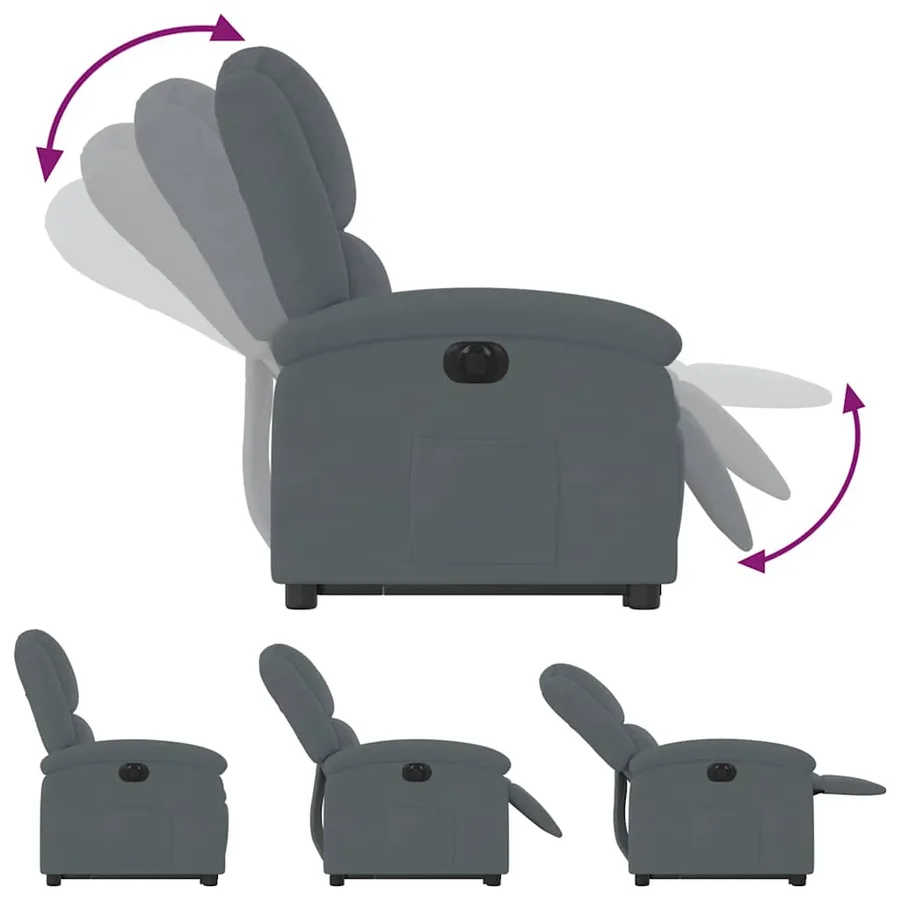 Fauteuil inclinable électrique gris foncé velours - 7
