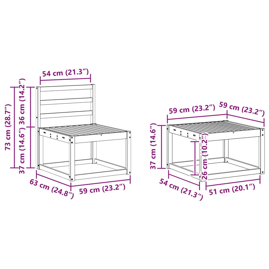 Ensemble de canapés d'extérieur 9 pcs Blanc 59 x 59 x 37 cm - 9