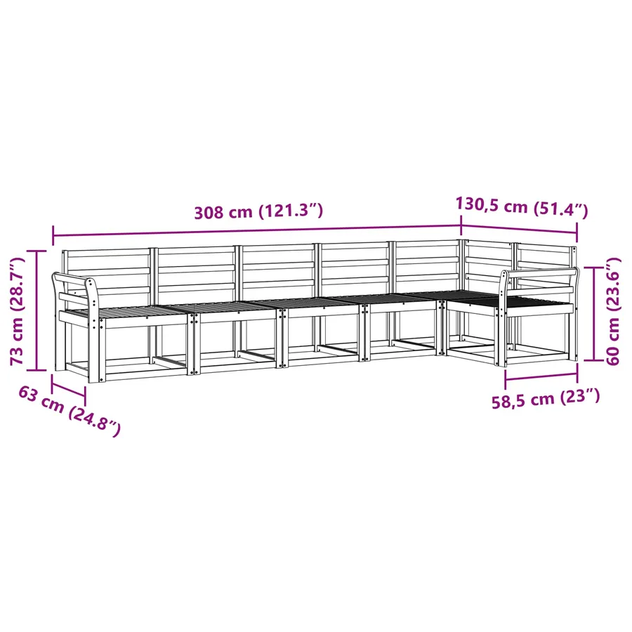Ensemble de canapés d'extérieur 6 pcs Blanc - 7