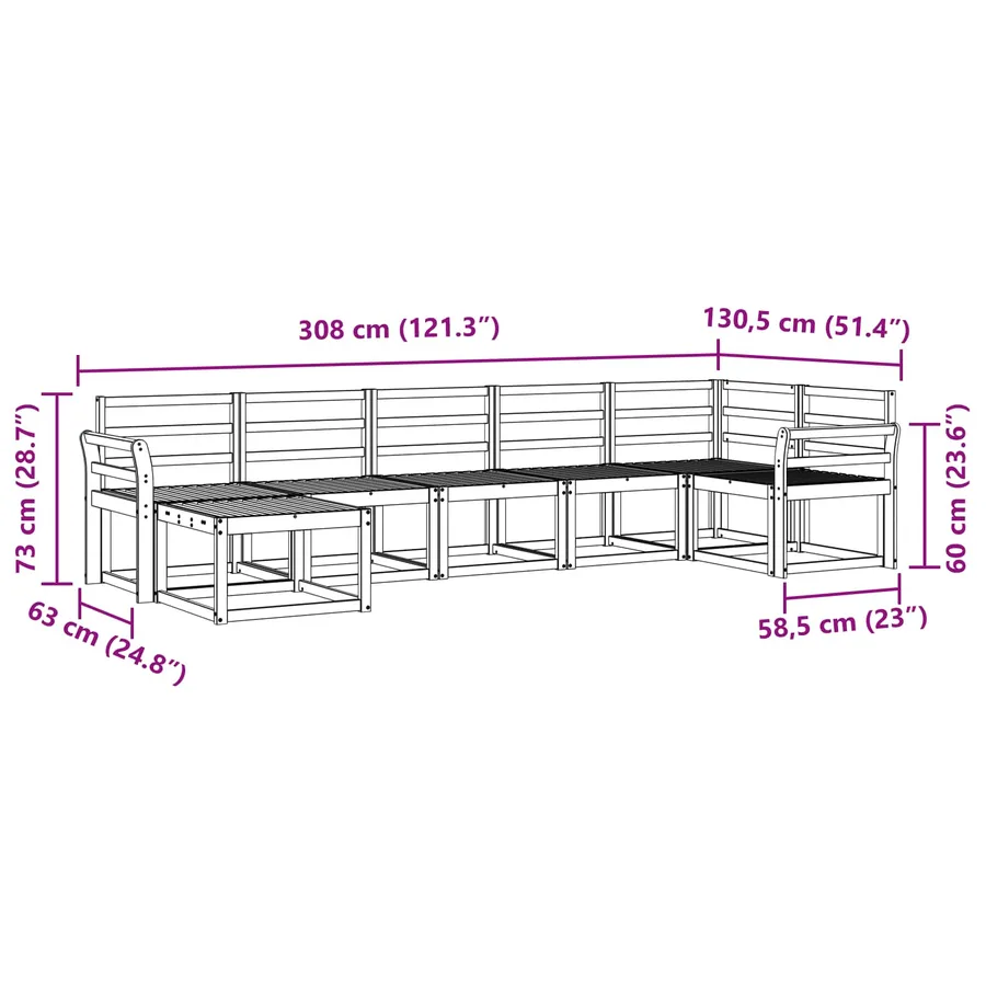 Ensemble de canapés d'extérieur 7 pcs Blanc - 9