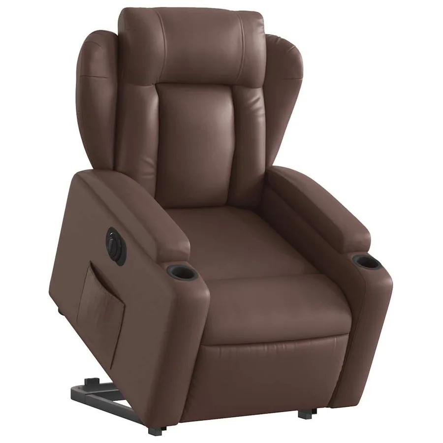 Fauteuil inclinable électrique marron similicuir - 3