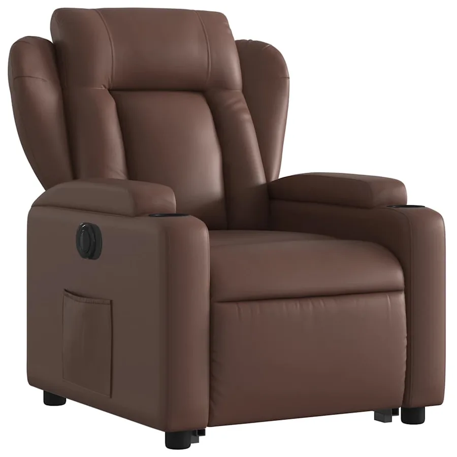 Fauteuil inclinable électrique marron similicuir - 4