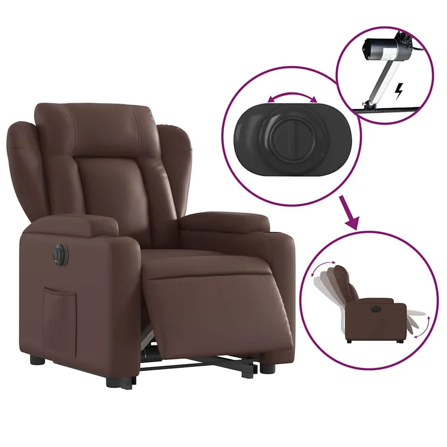 Fauteuil inclinable électrique marron similicuir - 6