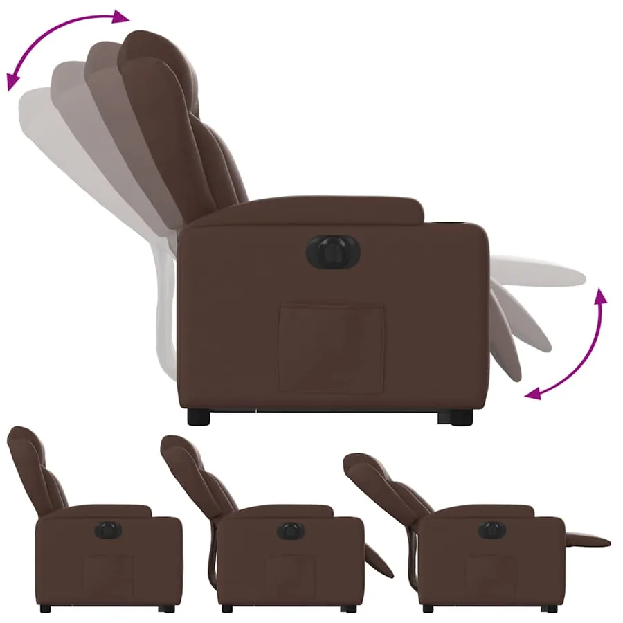 Fauteuil inclinable électrique marron similicuir - 7