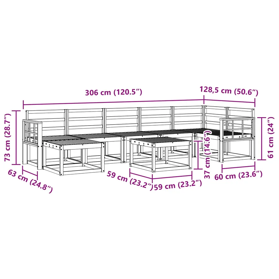 Ensemble de canapés d'extérieur 8 pcs Blanc - 10