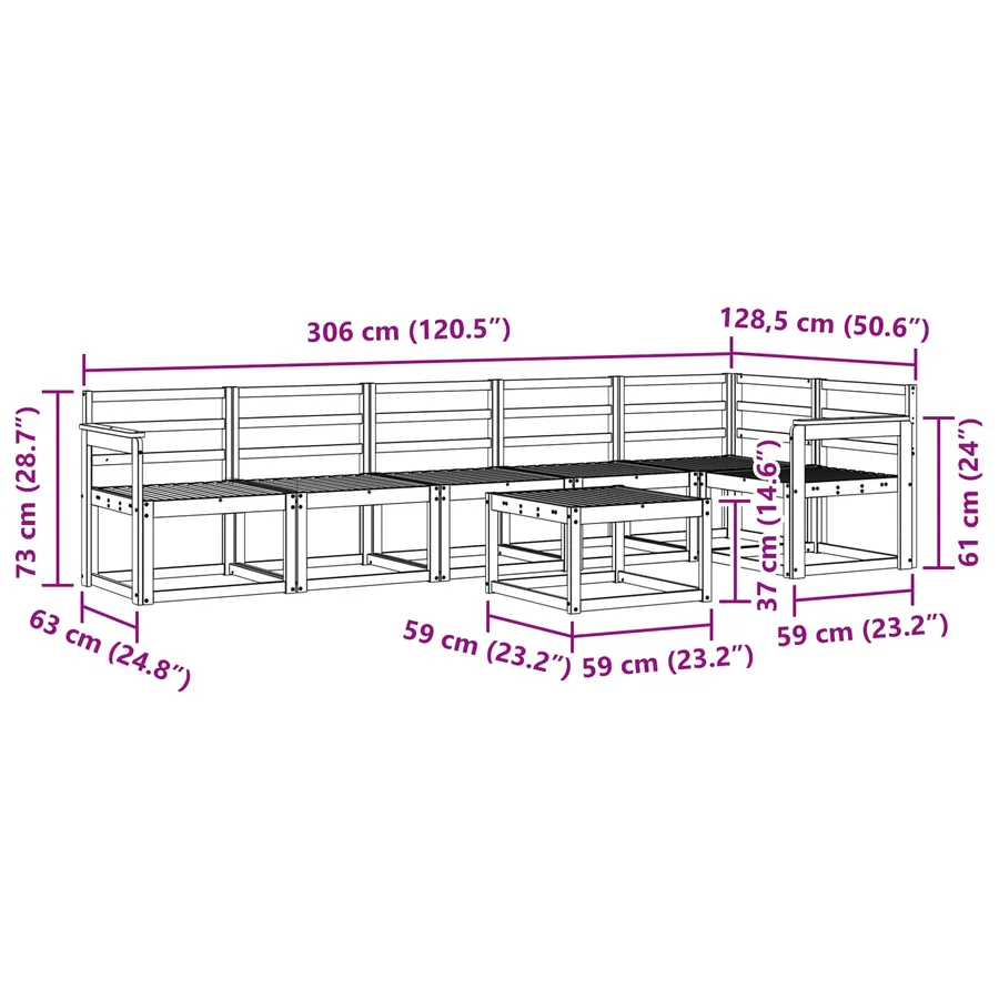 Ensemble de canapés d'extérieur 7 pcs Blanc - 9