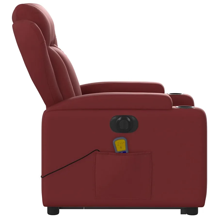 Fauteuil inclinable de massage électrique rouge bordeaux - 10