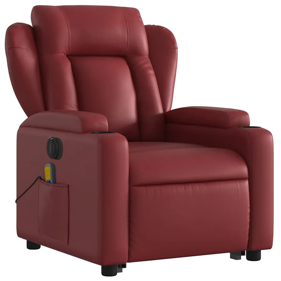 Fauteuil inclinable de massage électrique rouge bordeaux - 4