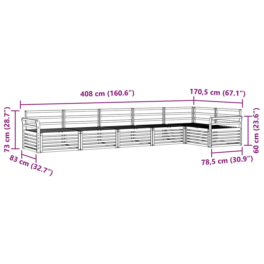 Ensemble de canapés d'extérieur 6 pc Blanc Bois d'Acacia Massif - 7