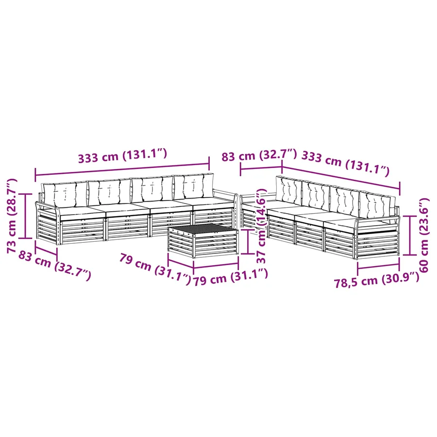 Ensemble de canapés d'extérieur 9 pc Blanc et Beige - 7
