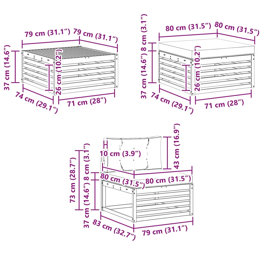 Ensemble de canapés d'extérieur 6 pc Blanc et anthracite - 8
