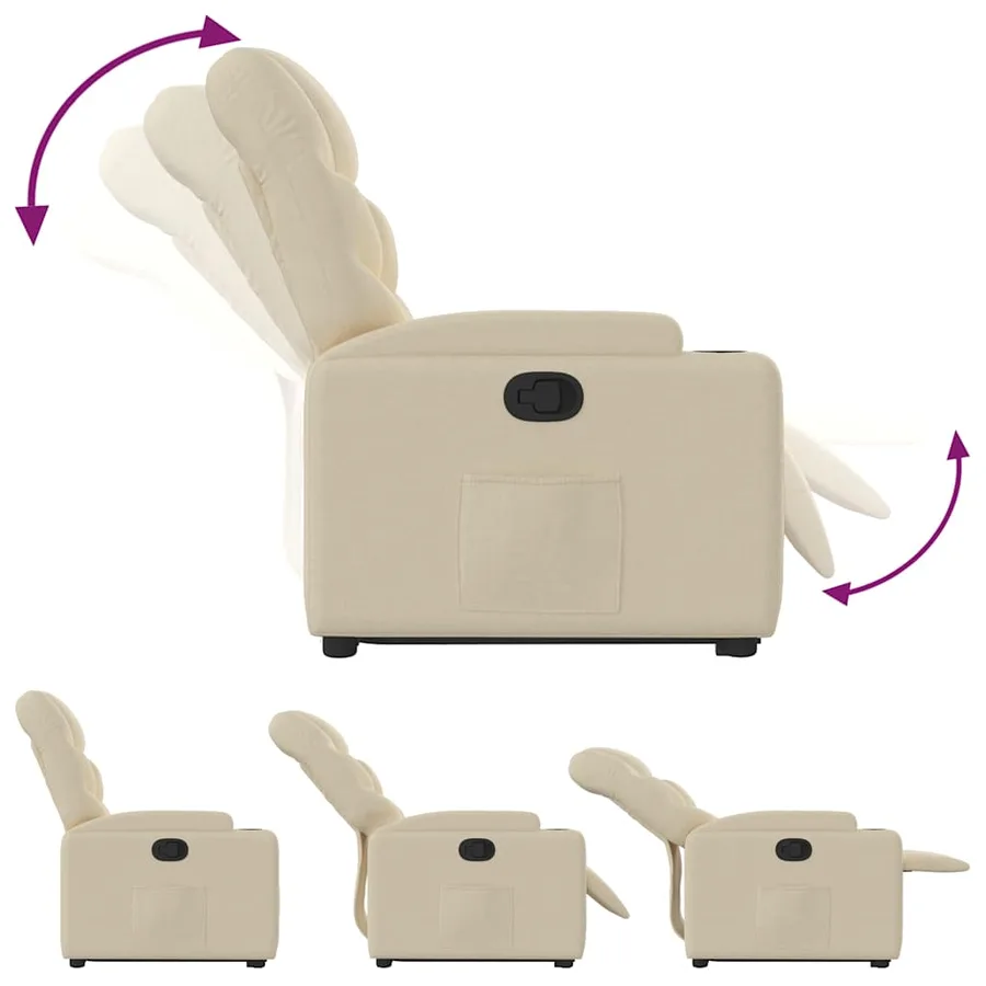 Fauteuil inclinable Crème Tissu - 7