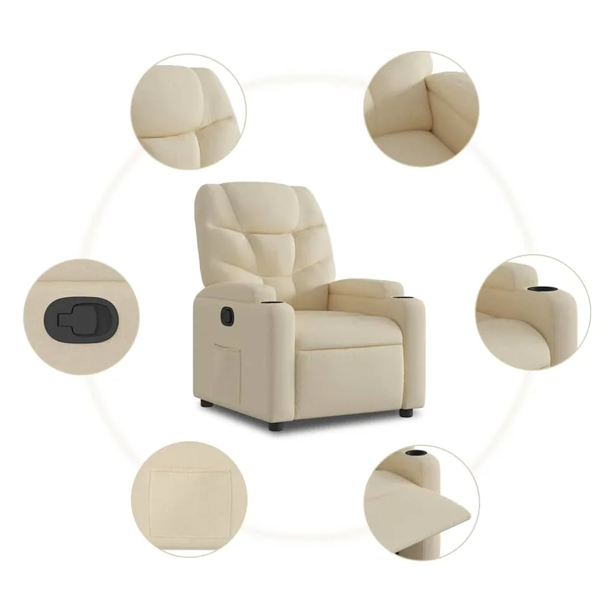 Fauteuil inclinable Crème Tissu - 8