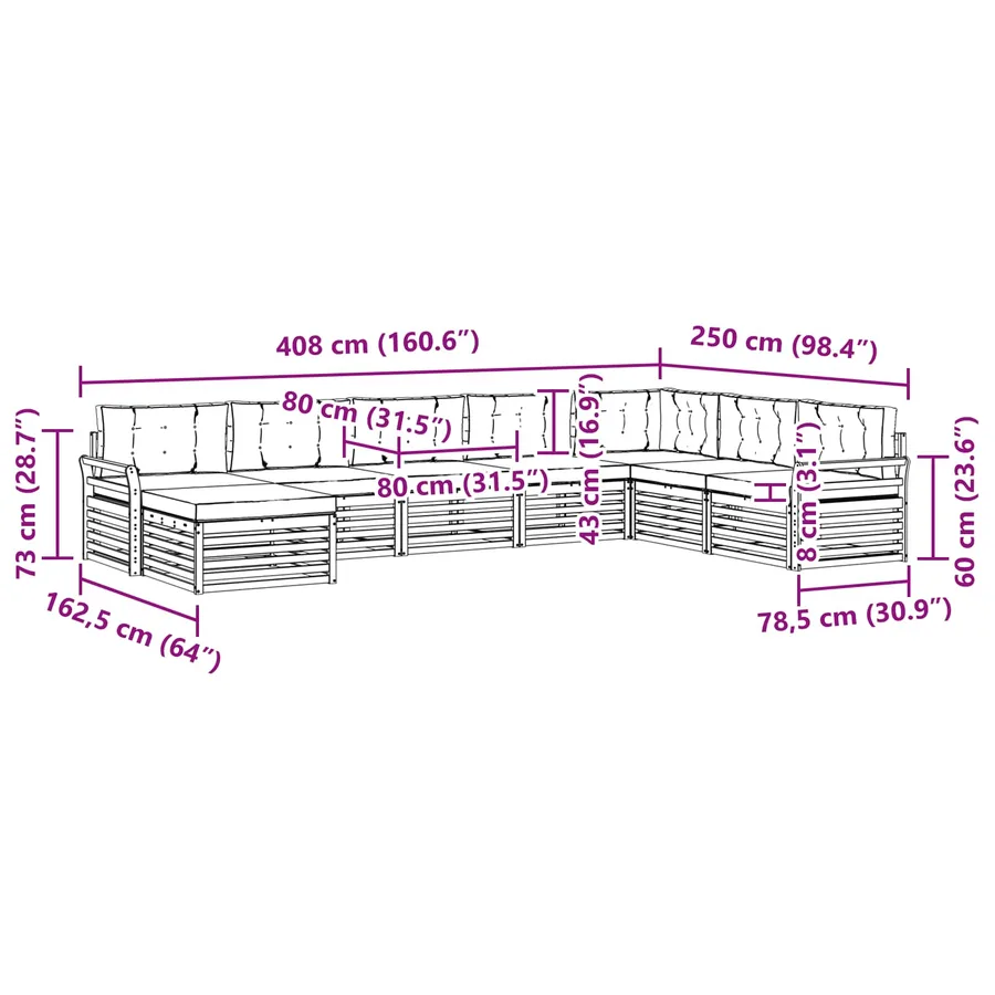 Ensemble de canapés d'extérieur 8 pc Blanc et gris clair - 7