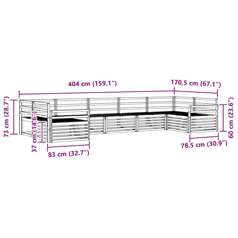 Ensemble de canapés d'extérieur 7 pc Blanc Bois d'Acacia Massif - 6