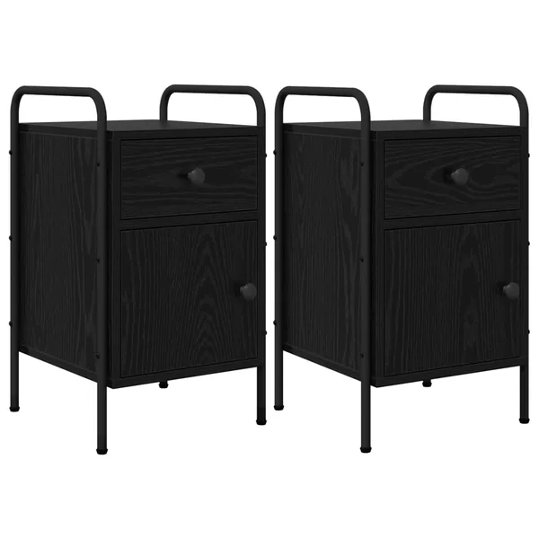 Table de chevet 2 pc Chêne noir 35 x 36,5 x 61 cm
