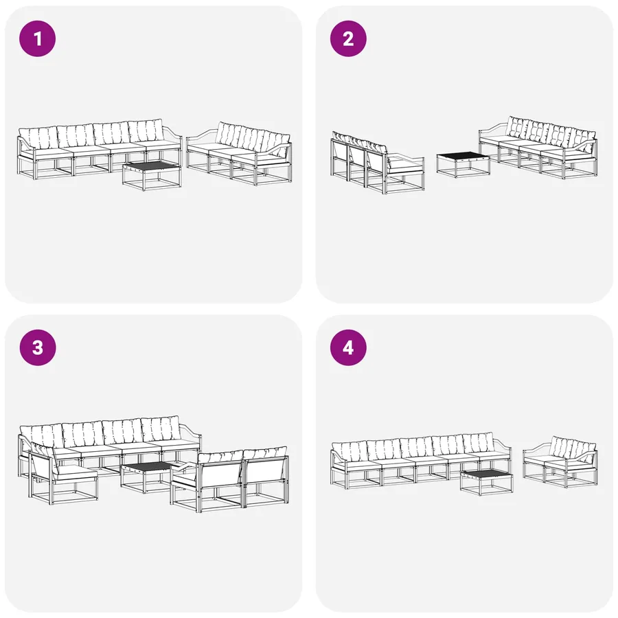 Ensemble de canapés d'extérieur 8 pcs Blanc et crème - 7
