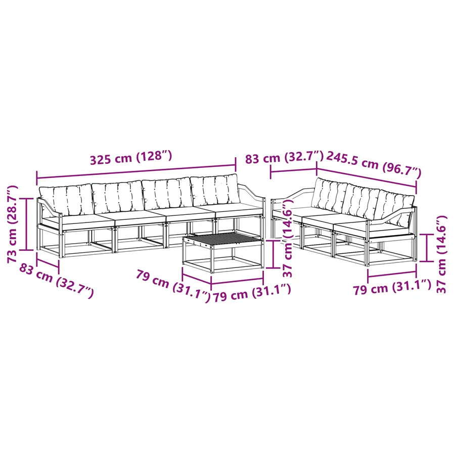 Ensemble de canapés d'extérieur 8 pcs Blanc et crème - 8
