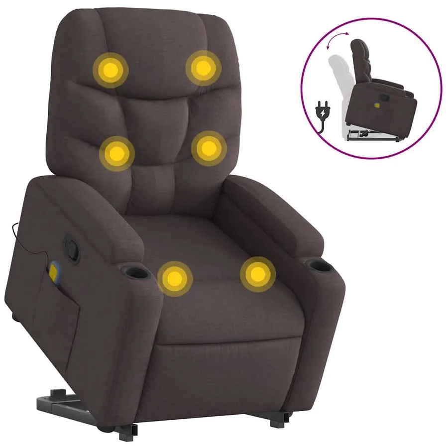 Fauteuil inclinable de massage Marron foncé Tissu - 2