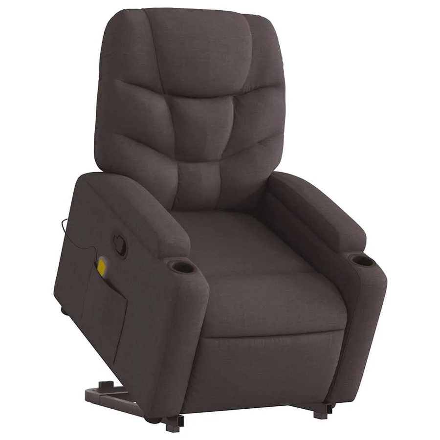 Fauteuil inclinable de massage Marron foncé Tissu - 3