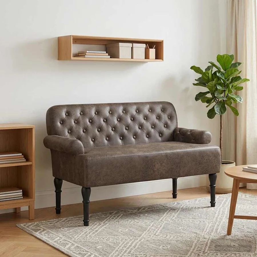 Canapé love seat avec capitonnage en boutons Gris foncé