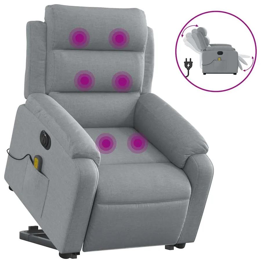 Fauteuil inclinable de massage électrique Gris clair Tissu - 2