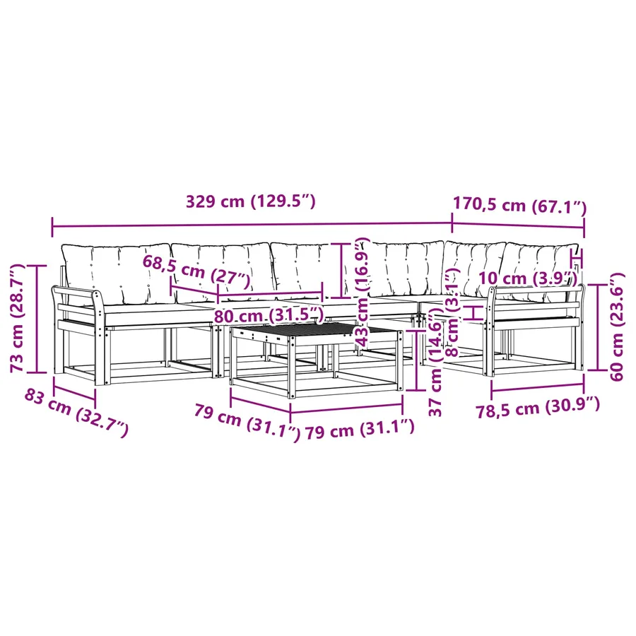 Ensemble de canapés d'extérieur 6 pcs Blanc et crème - 10