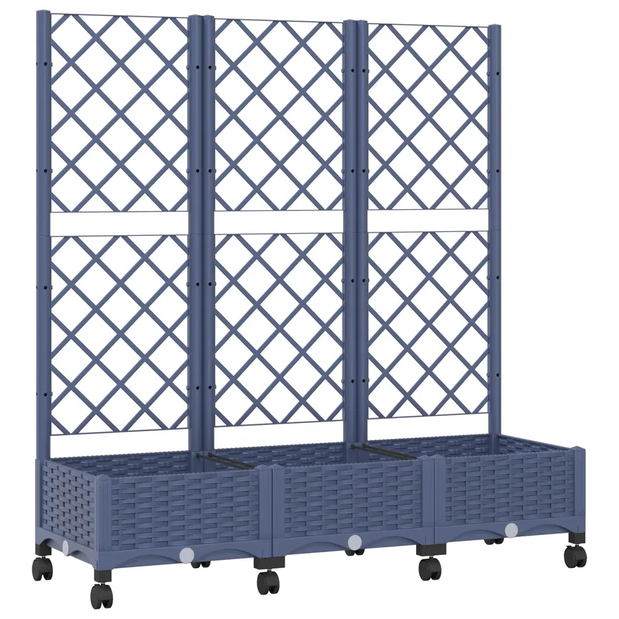 Bac de jardin avec treillis et roues Gris Bleu PP - 2
