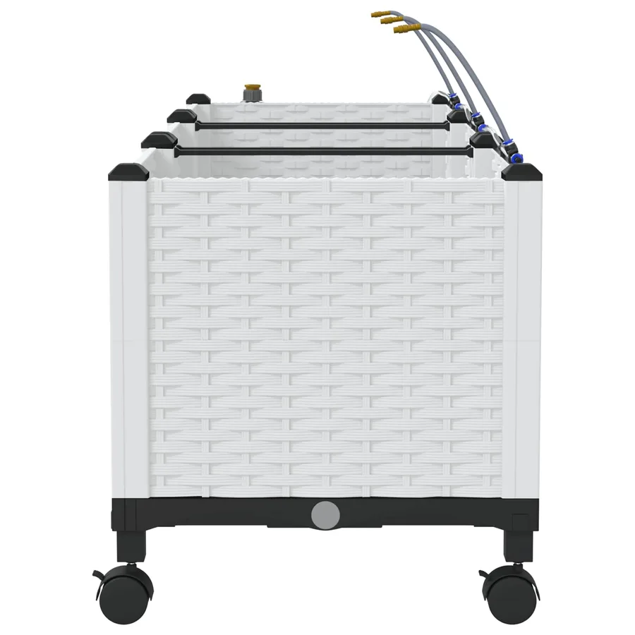 Porte-plante de jardin avec irrigation et roues 3 pc Blanc PP - 3