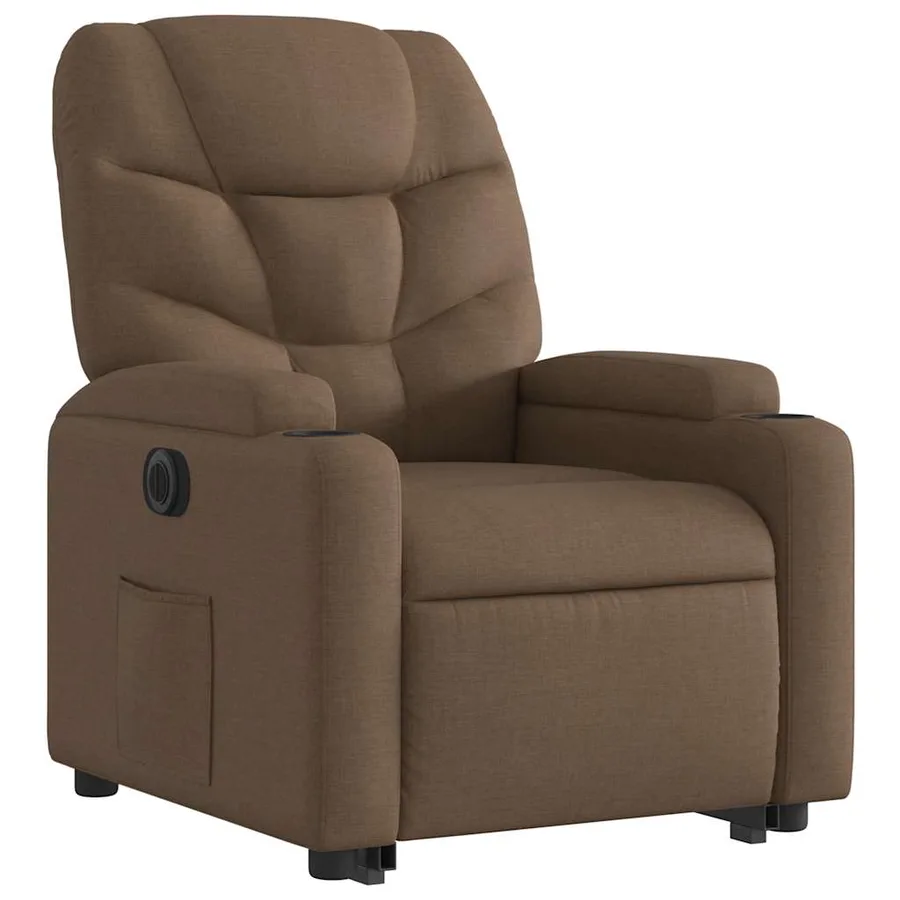 Fauteuil inclinable électrique marron tissu - 4