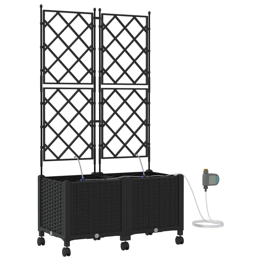 Porte-plante de jardin avec irrigation et roues 2 pc Noir PP - 2
