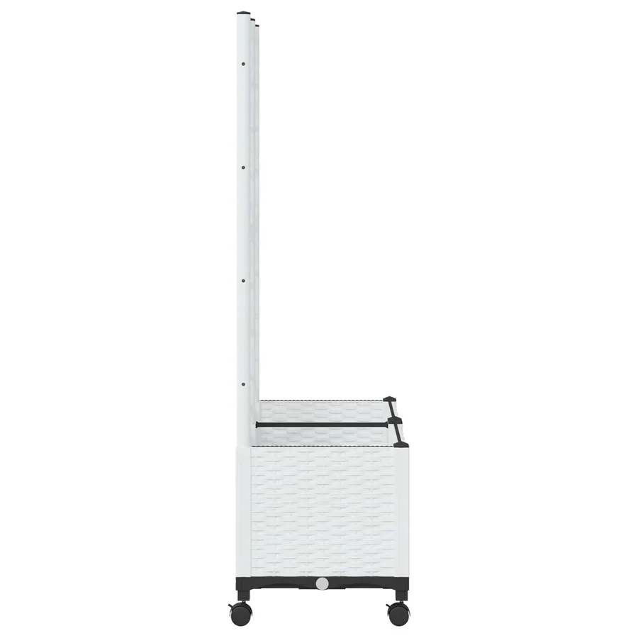 Bac de jardin avec treillis et roues Blanc 80 x 40 x 146 cm PP - 4