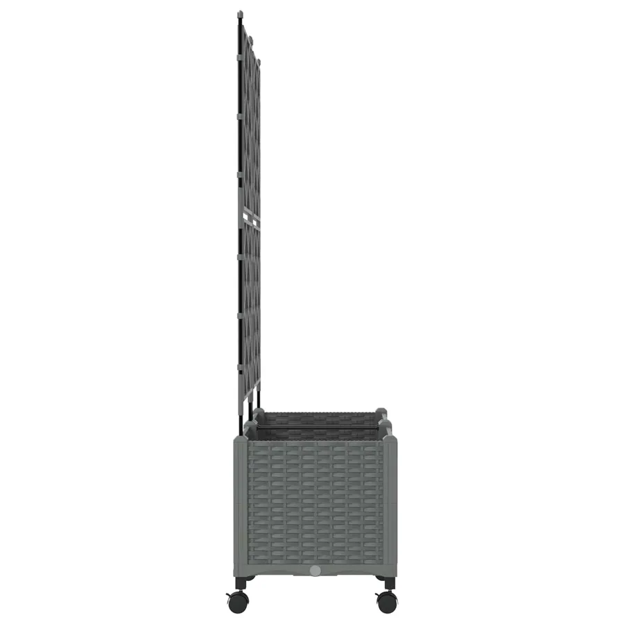 Bac de jardin avec treillis et roues 2 pc Gris clair PP - 3