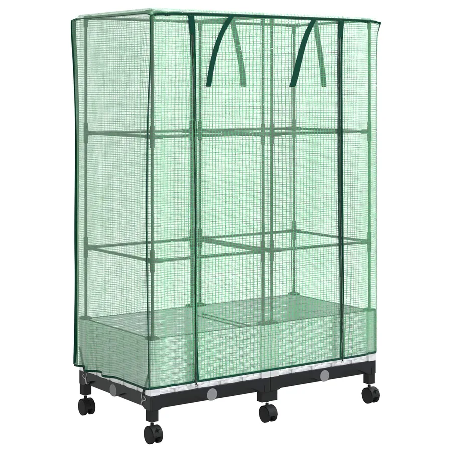 Jardinière de jardin avec couverture de serre et roues 2 pc PP - 2