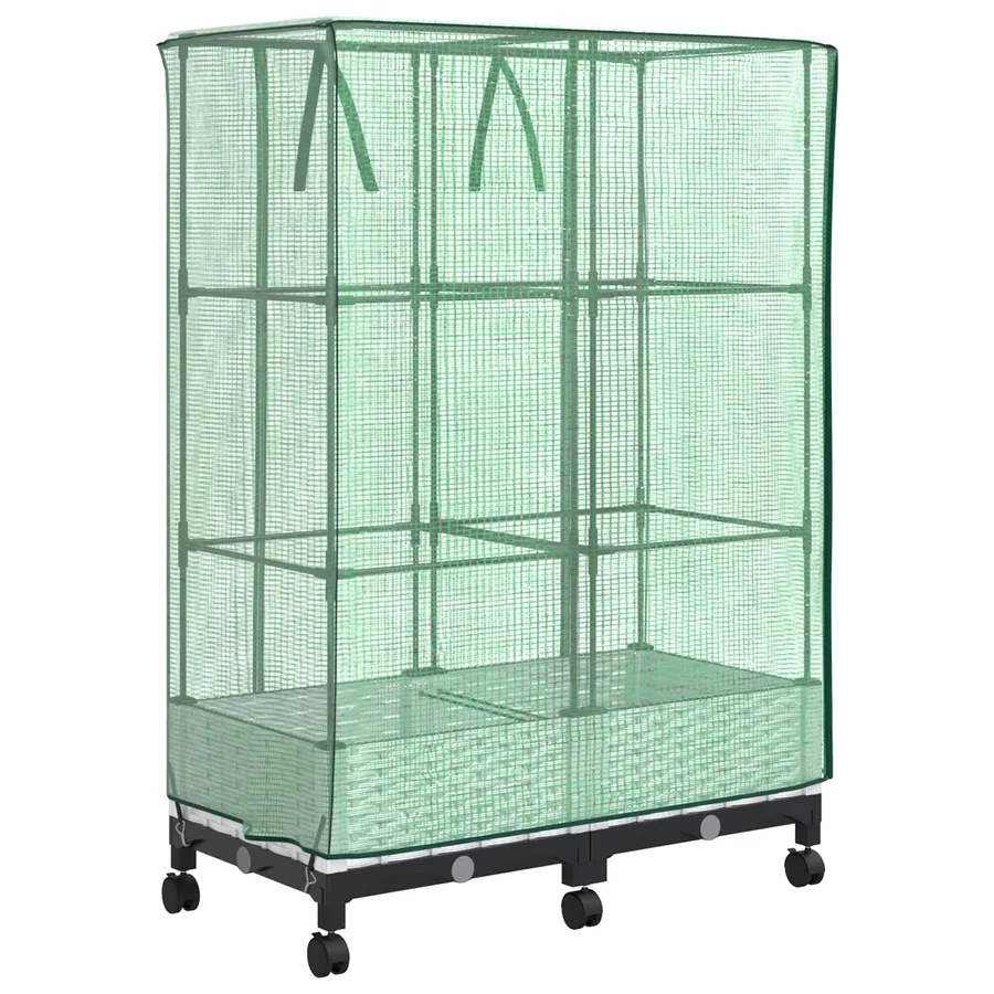 Jardinière de jardin avec couverture de serre et roues 2 pc PP - 4