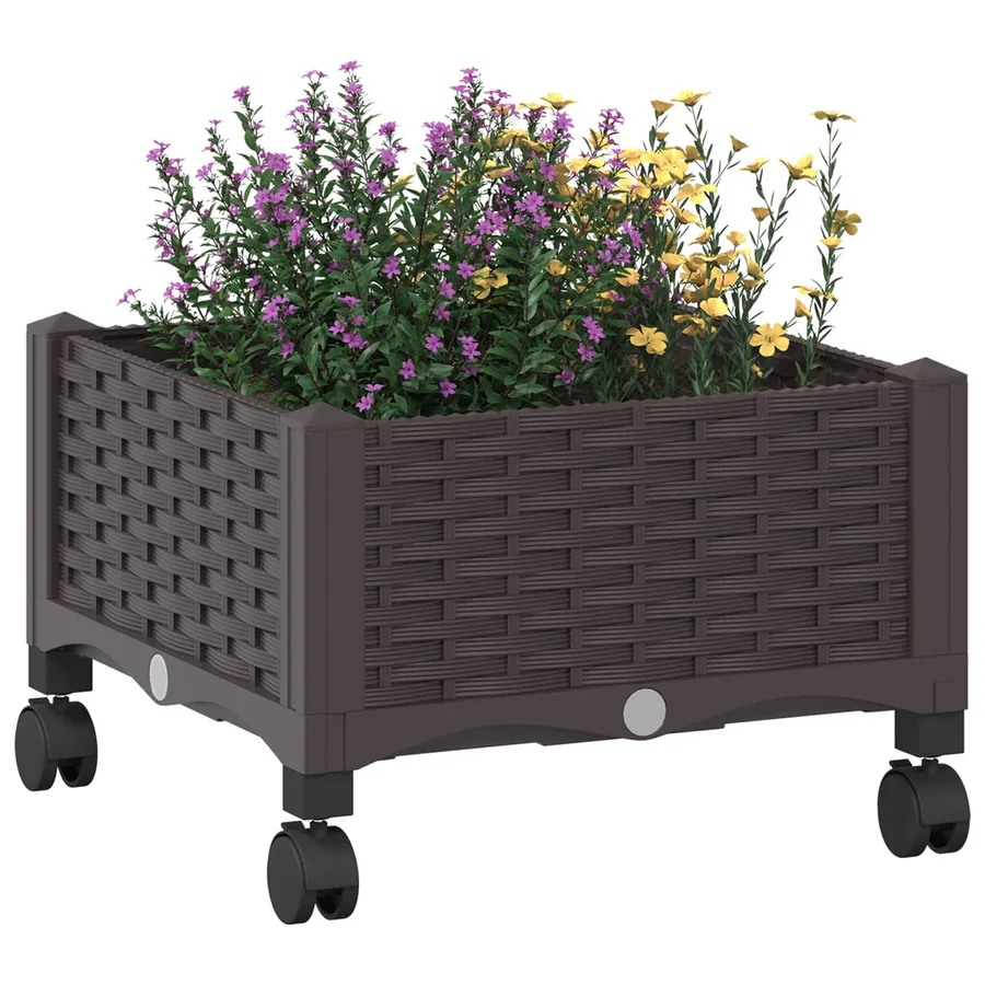 Jardinière avec Roues Marron 40 x 40 x 29 cm PP - 3