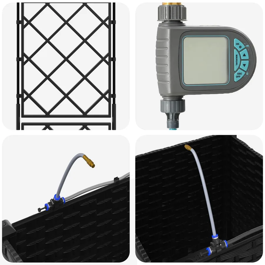 Porte-plante de jardin avec irrigation et roues Noir PP - 5