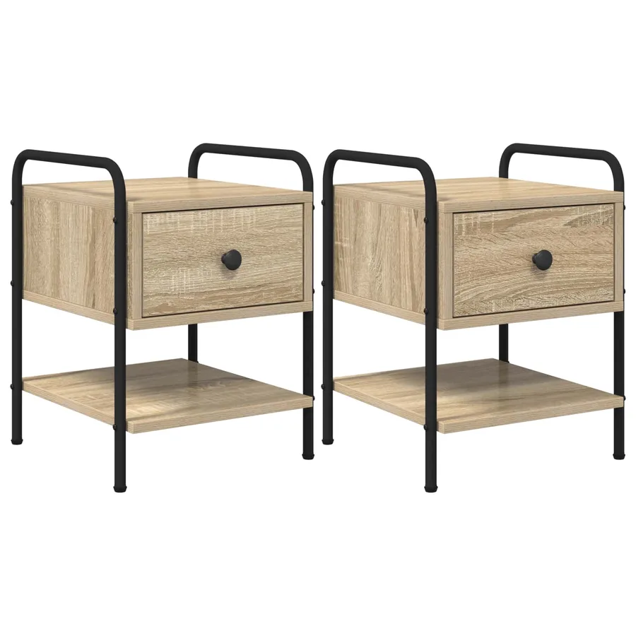 Table de chevet 2 pc Chêne Sonoma Bois d'ingénierie - 2