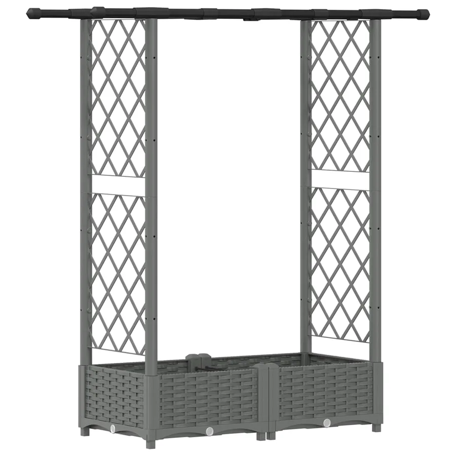 Lit Élevé avec Treillis et Toit Gris clair 122,5 x 40 x 121 cm - 2